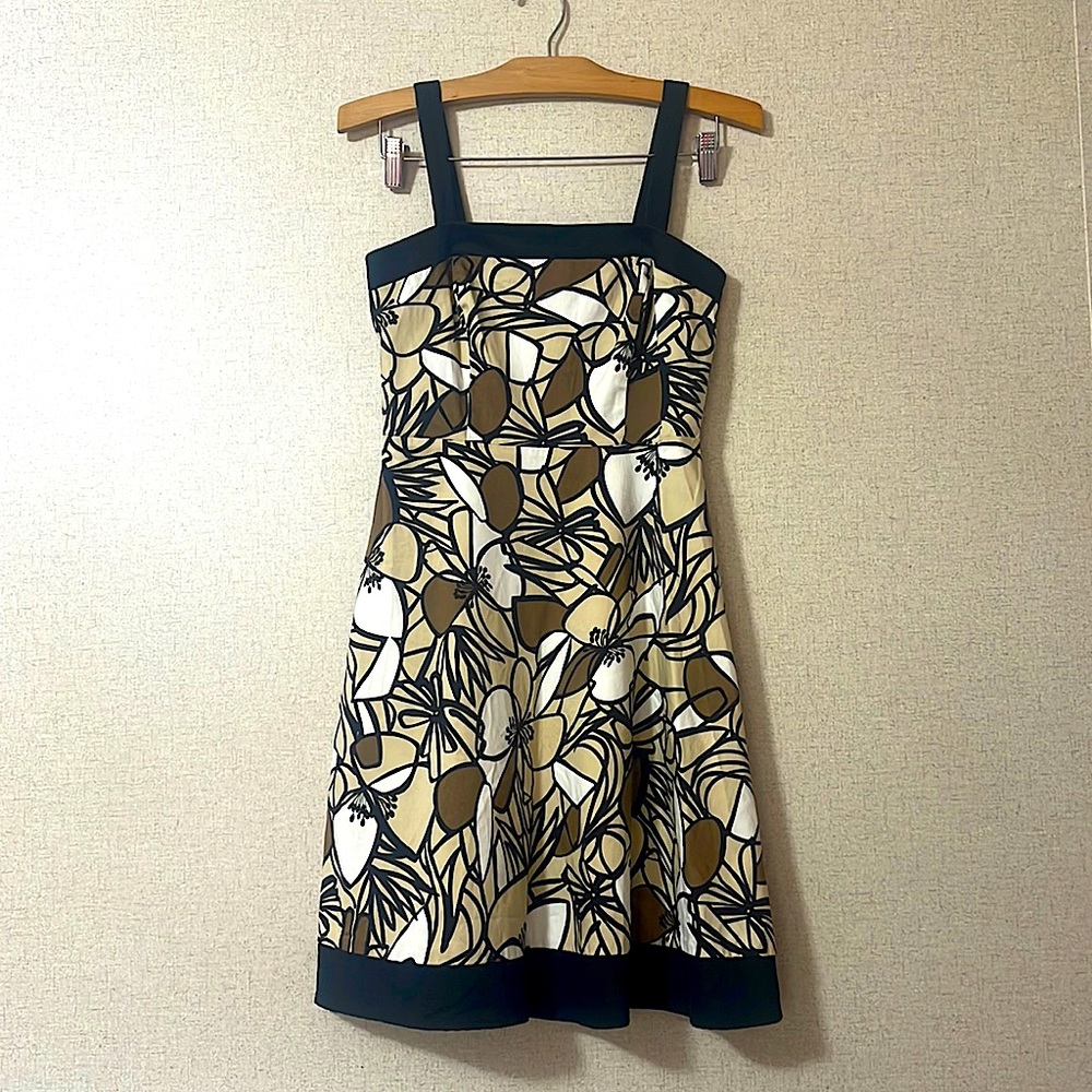 Beautiful Brown Floral Cotton Spring Summer Babydoll Midi Rockabilly Dress